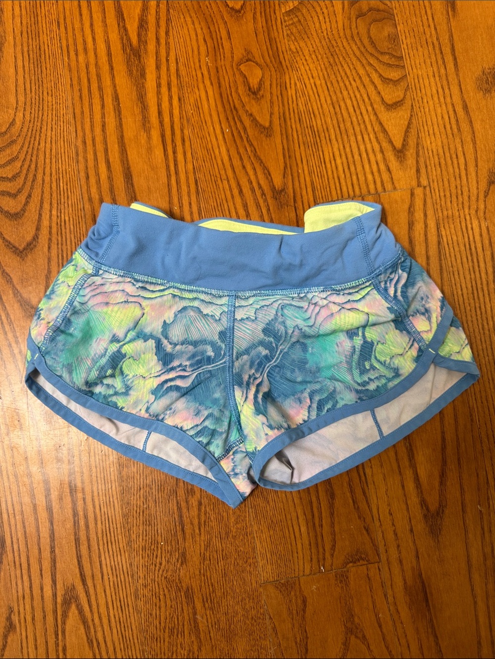 Ivivva Blue Multicolor Watercolor Print Athletic Shorts